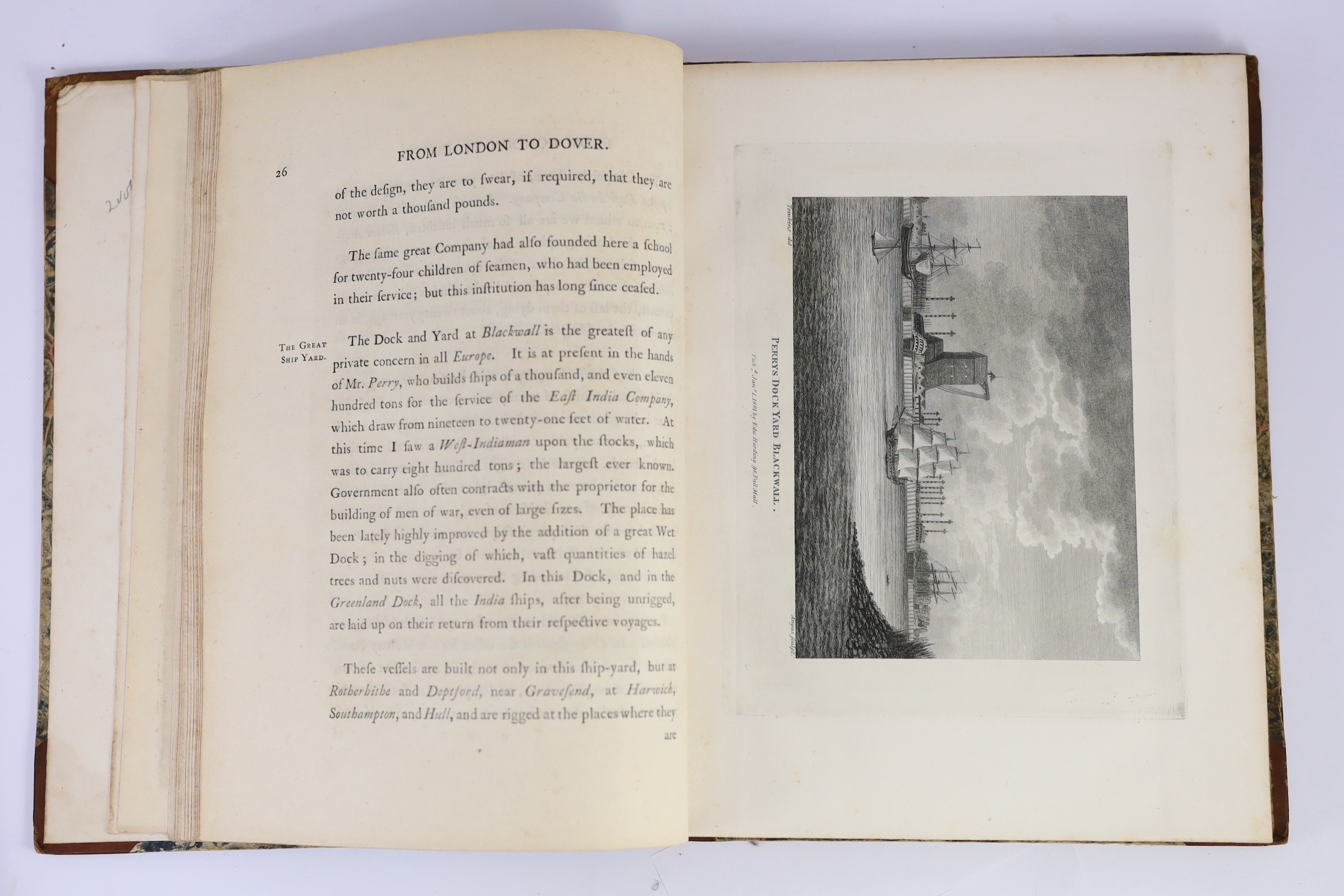 ISLE OF WIGHT - Pennant, Thomas - A Journey from London to the Isle of Wight, 1st edition, 2 vols, 4to, half calf, with 2 hand-coloured folding maps and 47 plates, Oriental Press, London, 1801